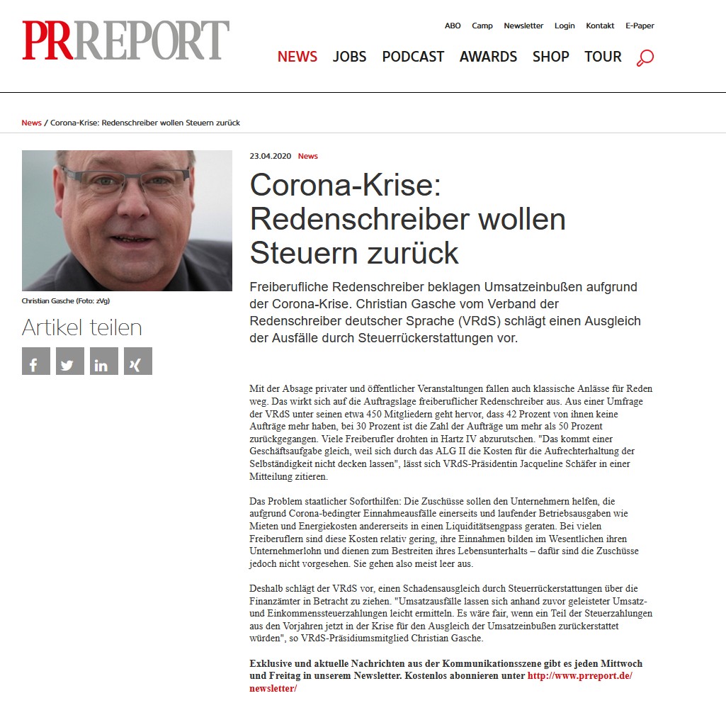 Pressebericht über Christian Gasche – P.Report 2020